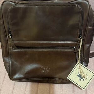 Brown PU Leather Messenger Bag